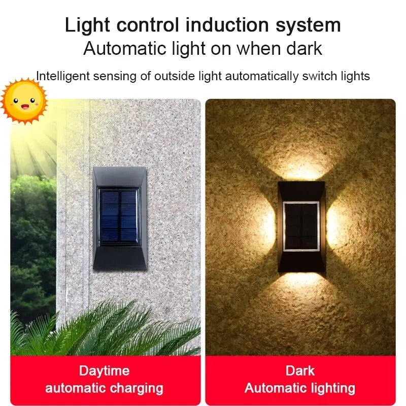 Lámpara Solar de pared para exteriores, luz brillante de cuatro lados, impermeable, 12 LED, para escalera, Villa, balcón